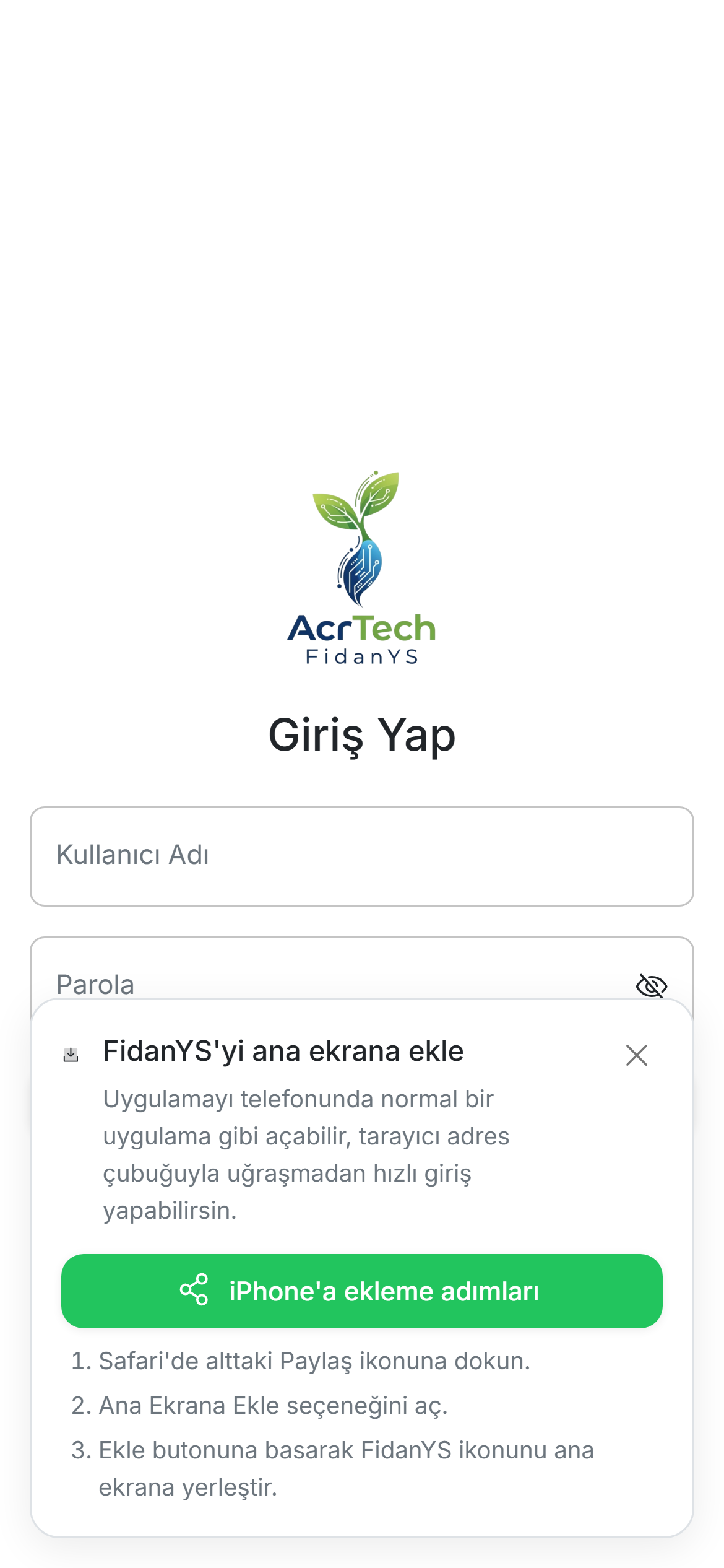 iPhone PWA kurulum rehberi